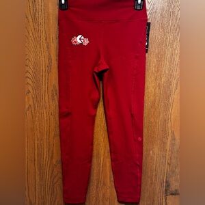 Ethika Girls Cherry Red Leggings with Floral Accent